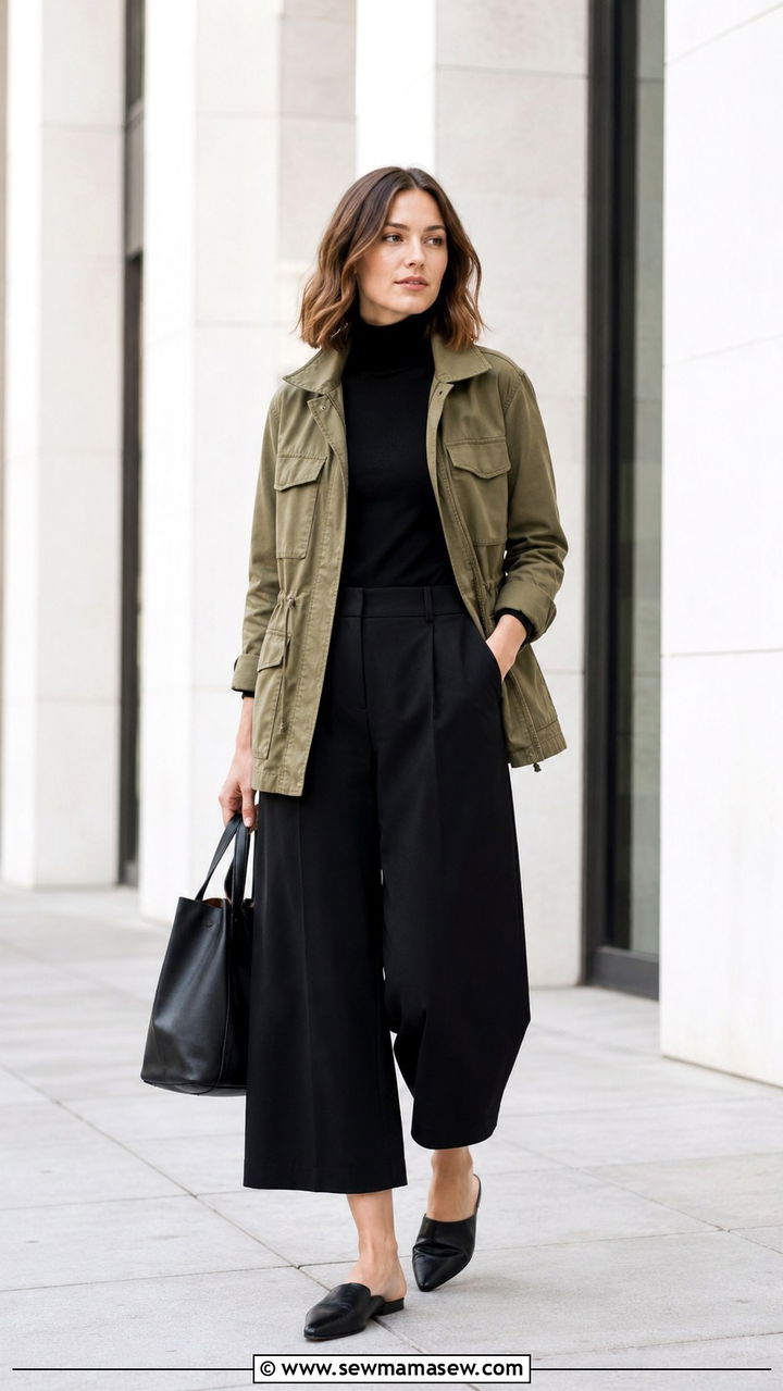 Utility jacket with culottes - 30 Spring outfits with utility jackets