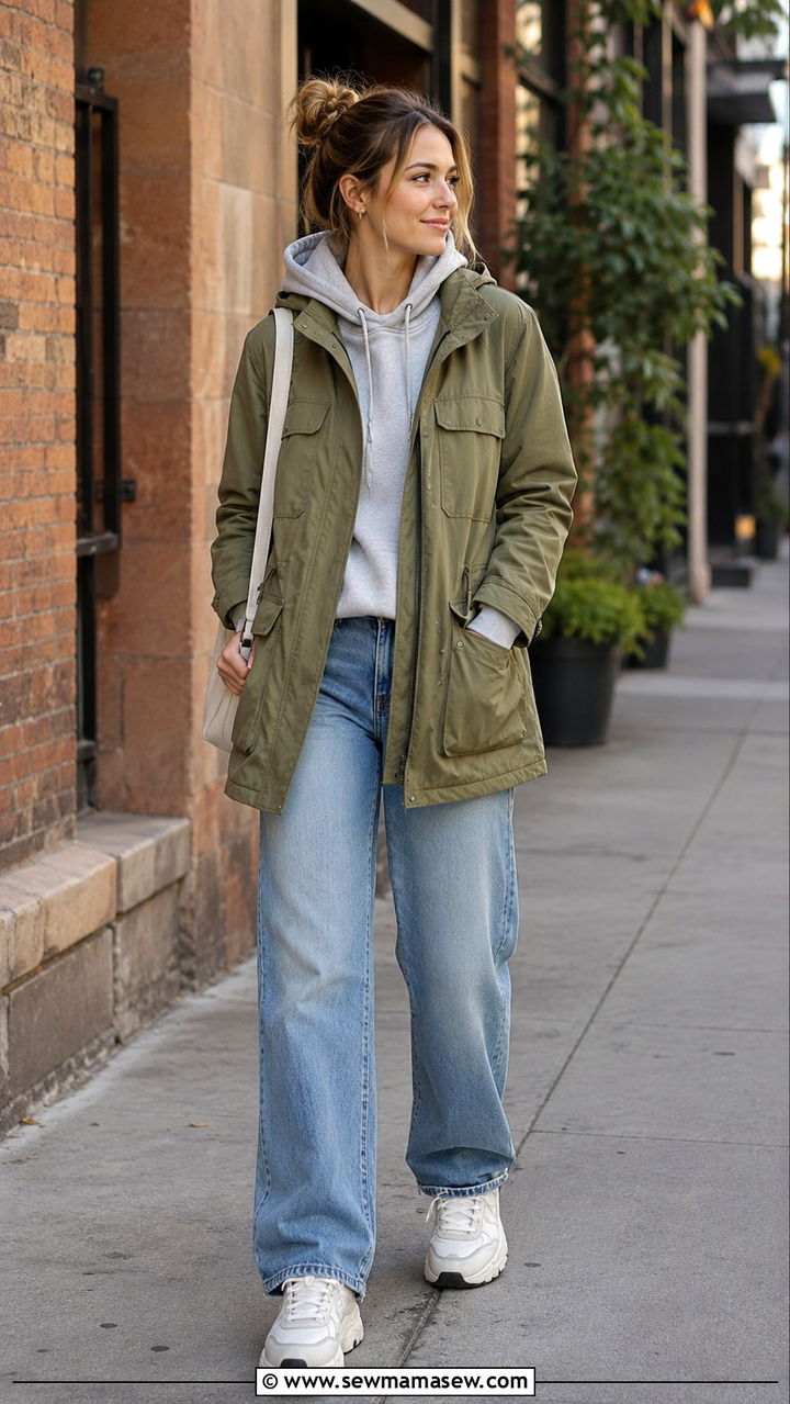 Utility jacket with hoodie - 30 Spring outfits with utility jackets