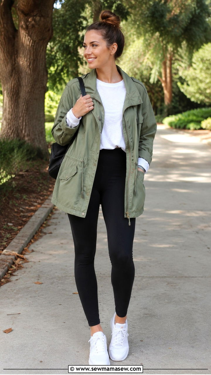 Utility jacket with leggings - 30 Spring outfits with utility jackets