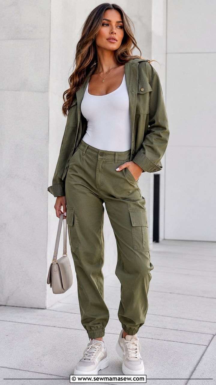 Utility jacket with matching cargo set - 30 Spring outfits with utility jackets