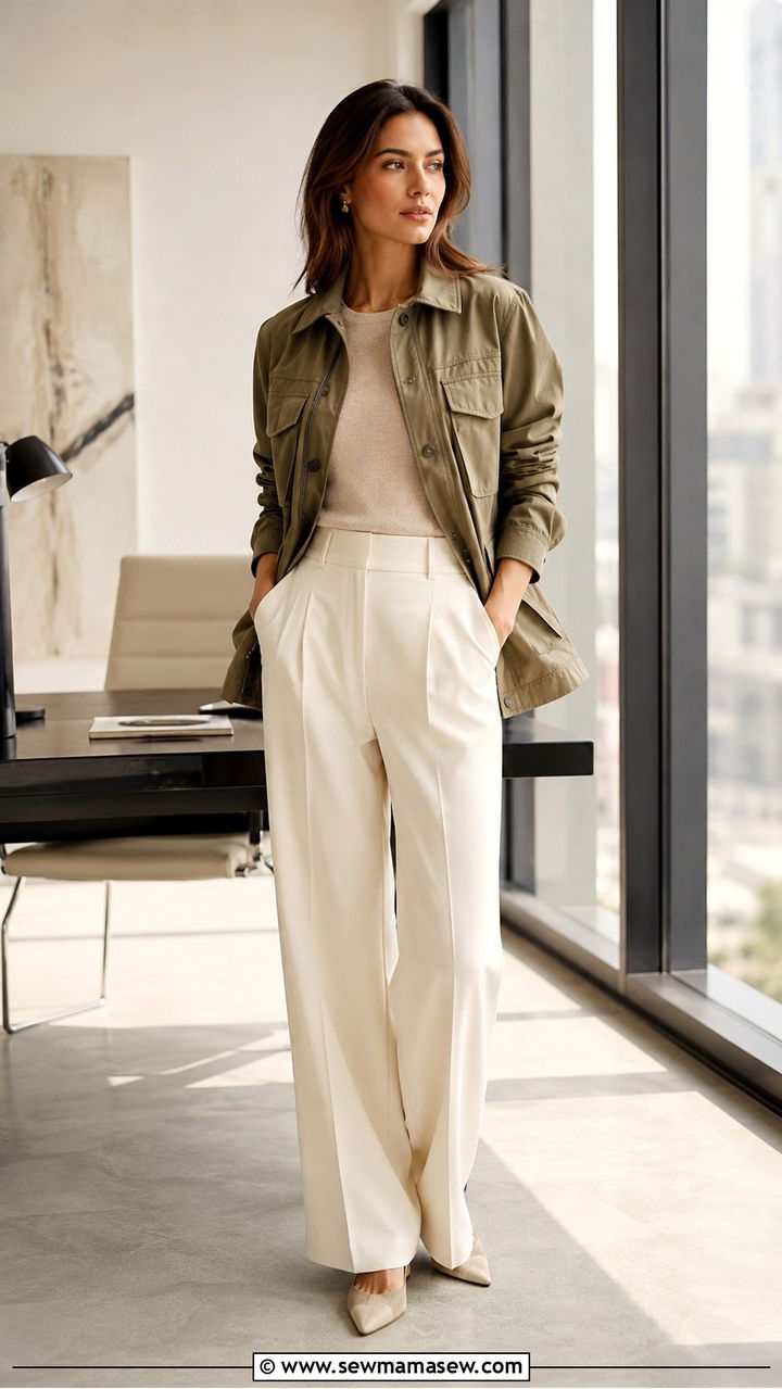 Utility jacket with tailored trousers - 30 Spring outfits with utility jackets
