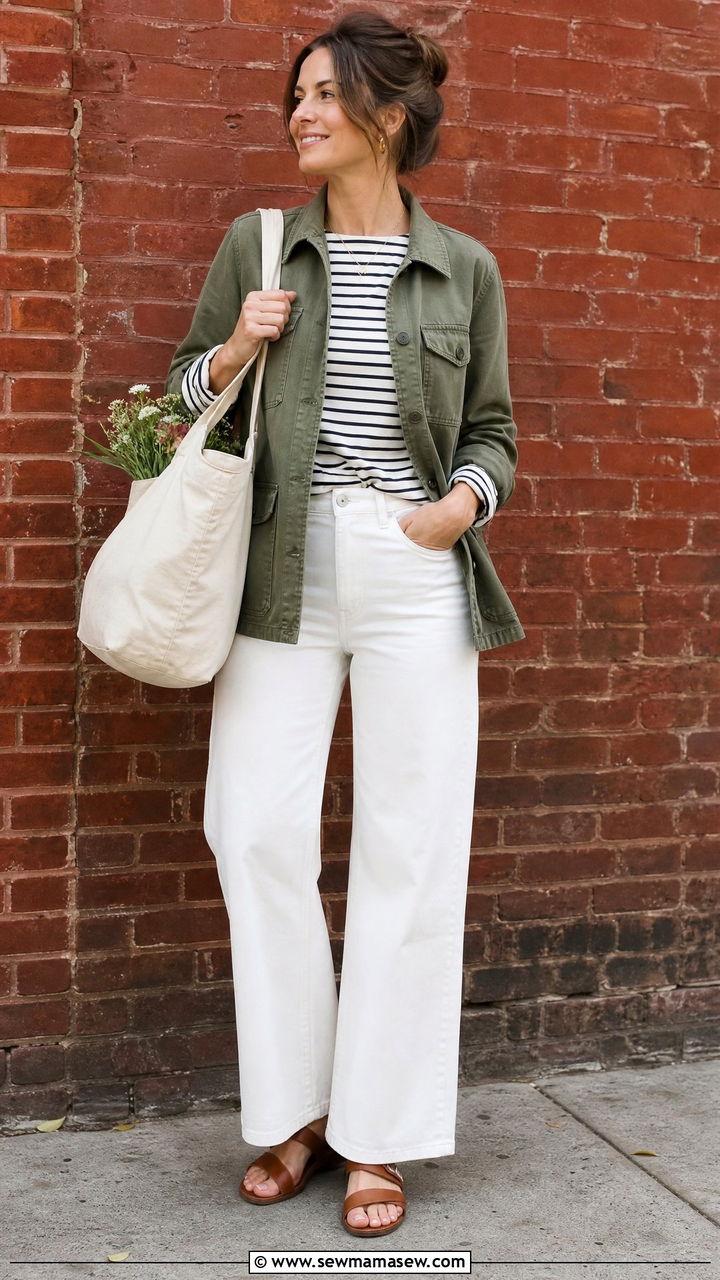 Utility jacket with white jeans outfit - 30 jacket outfits 2026