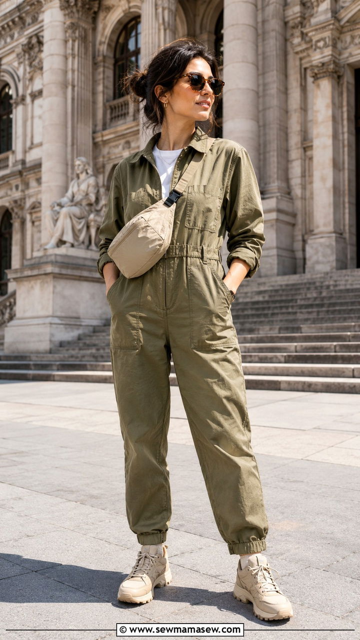 Utility jumpsuit for sightseeing - 30 How to style a jumpsuit for travel