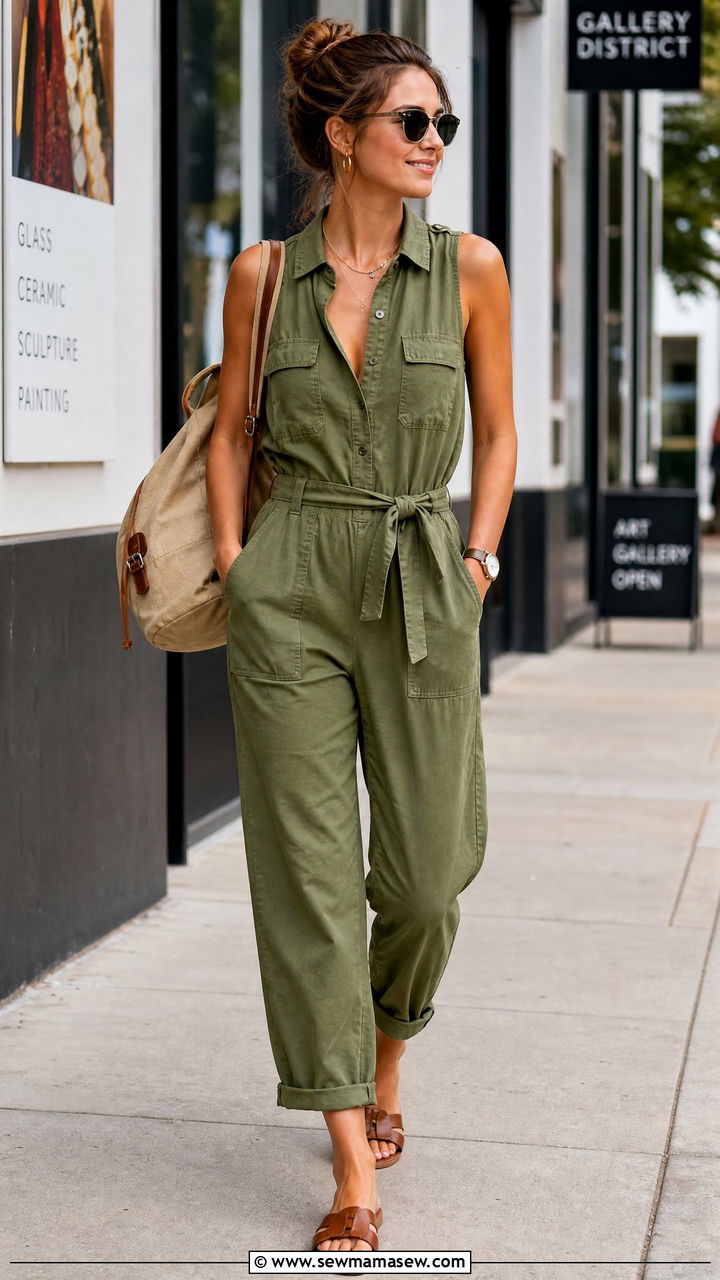 Utility jumpsuit hot weather casual outfit - 35 hot weather outfits casual