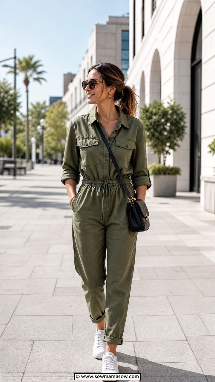 Utility jumpsuit midsize summer outfit - 30 summer midsize outfit ideas