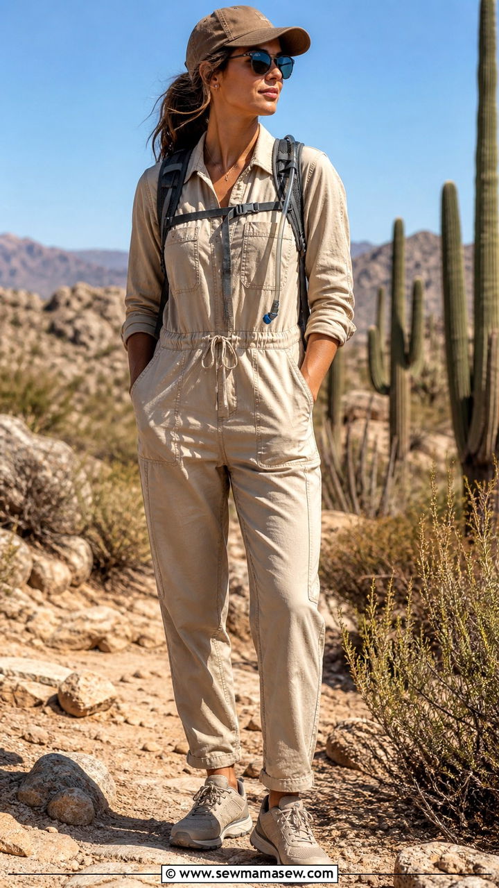 Utility jumpsuit with sneakers for Cabo adventure - 40 What to wear in Cabo