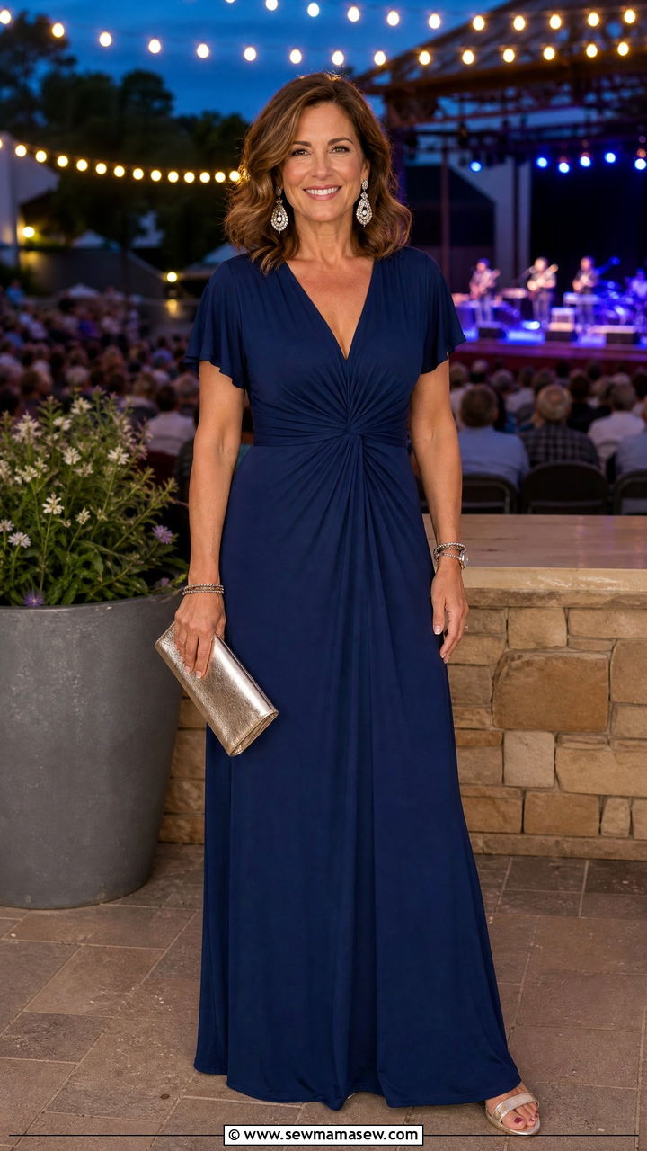 V Neck Maxi Dress For Evening Concerts - 30 summer concert outfits for women over 40