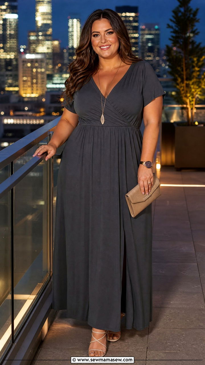 V Neck Maxi Dress Summer Outfit - 30 Plus size summer dresses