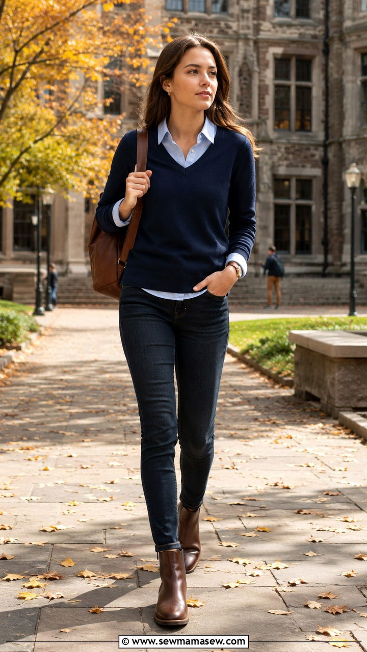 V Neck Sweater And Oxford Shirt Law Student Outfit - 30 Law student outfit ideas