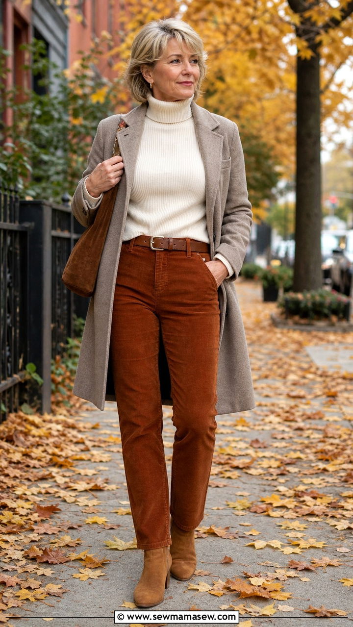 V Neck Wrap Top and A Line Midi Skirt - 40 How to dress in your 50s