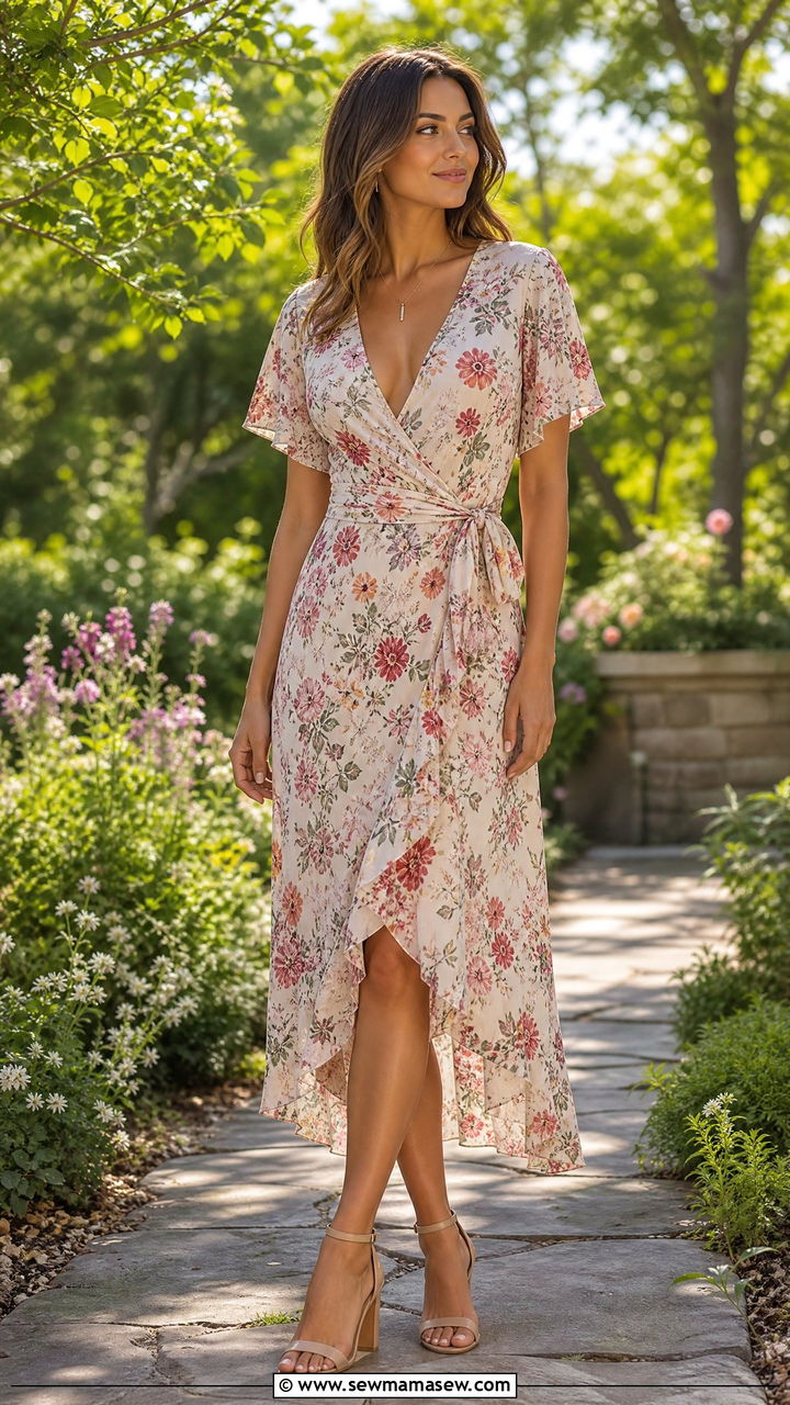 V neck wrap dress outfit for broad shoulders - 25 Outfits for broad shoulders