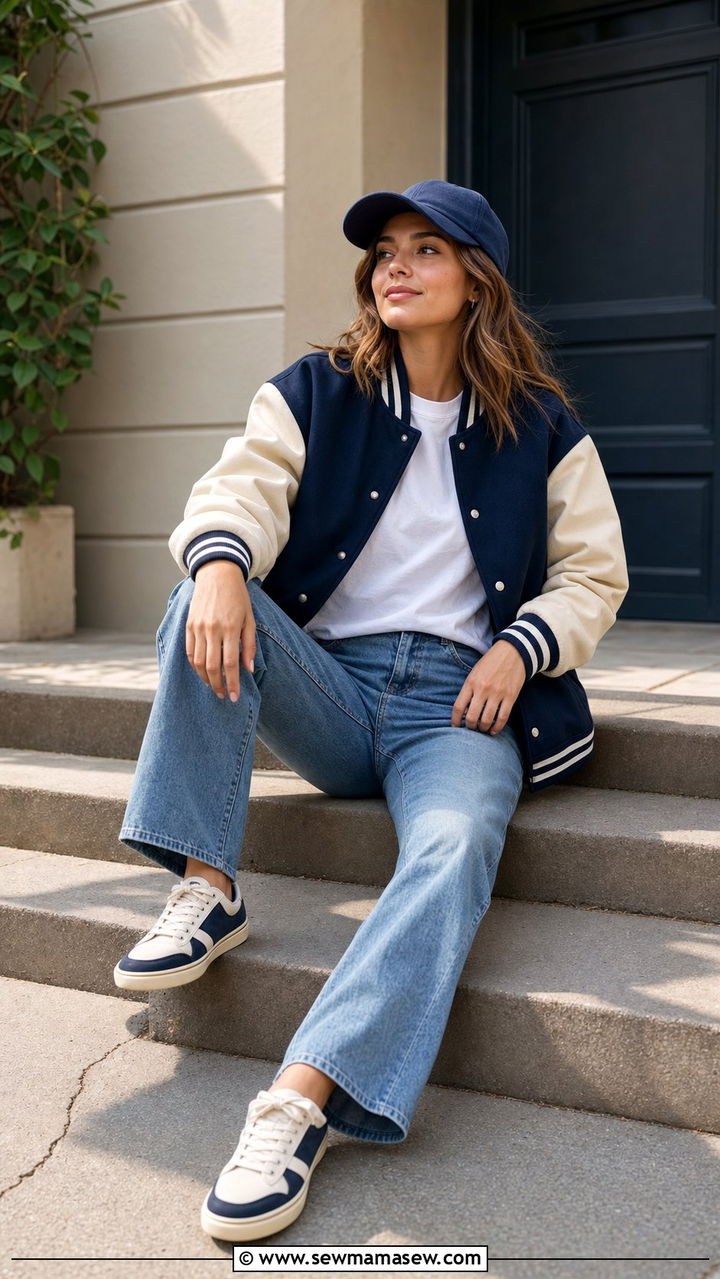 Varsity bomber jacket outfit - 35 Bomber jacket outfit ideas