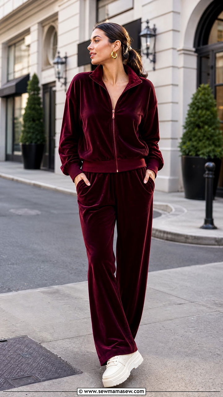 Velour Tracksuit Lounge Set Outfit - 25 Loungewear matching set outfit ideas