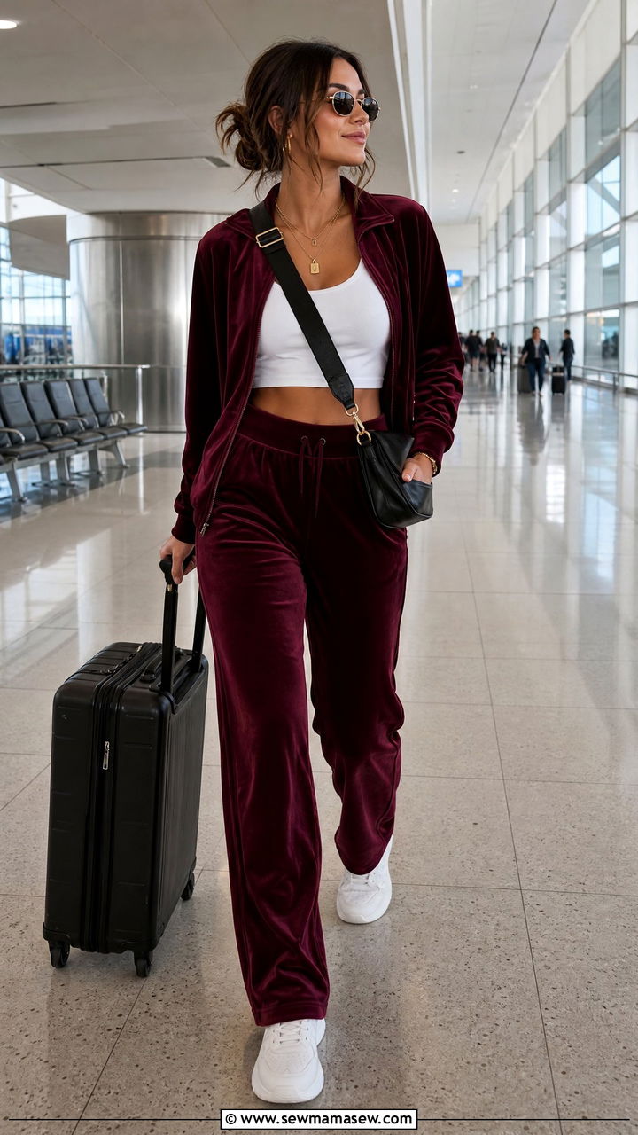 Velour Tracksuit Matching Set Airport Outfit - 30 Matching set outfit ideas for airport