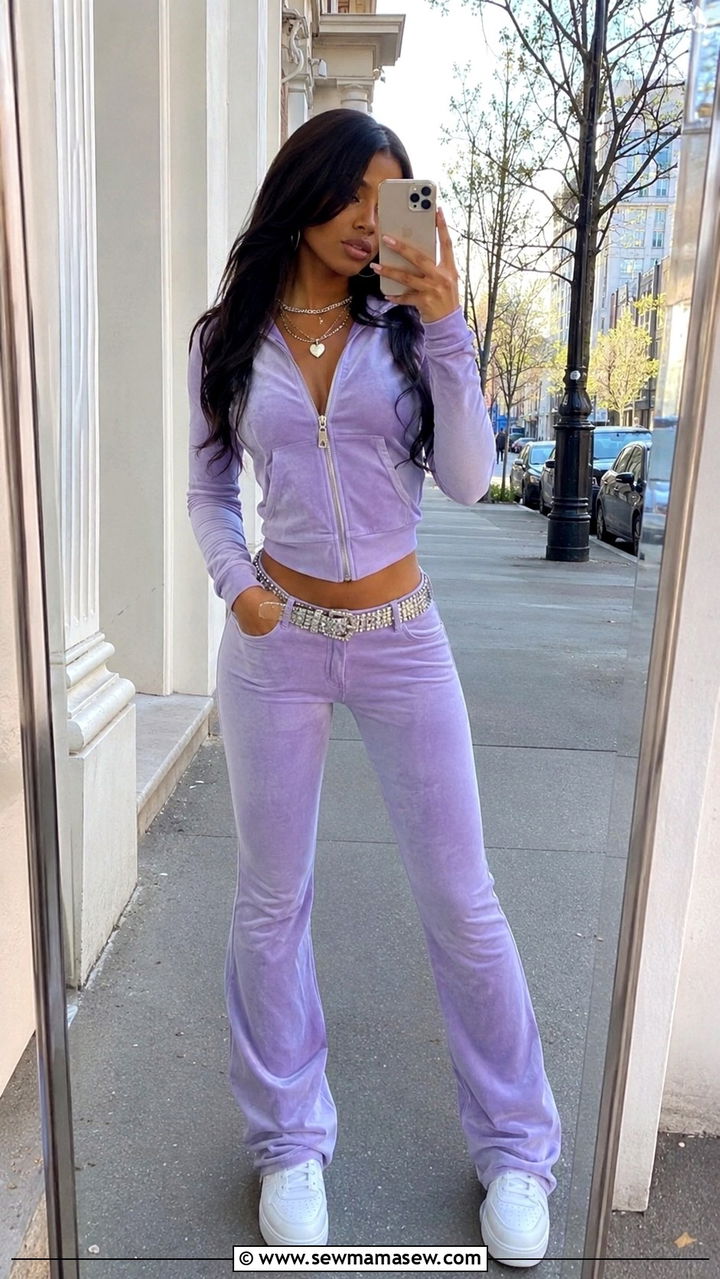 Velour Tracksuit With Rhinestone Details - 25 Y2K spring outfits