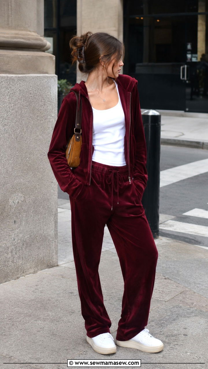 Velour hoodie and jogger matching set - 25 Back to school matching set outfit ideas