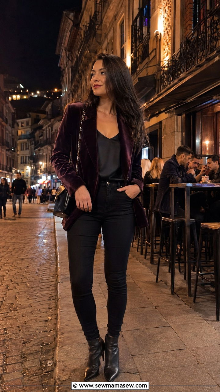 Velvet Blazer And Dark Denim Porto Night Out - 25 Porto outfit ideas