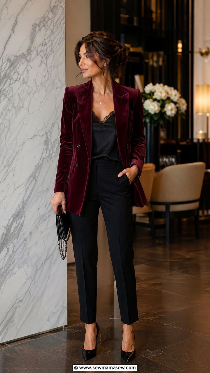 Velvet Blazer Dinner Outfit - 35 dinner outfits ideas