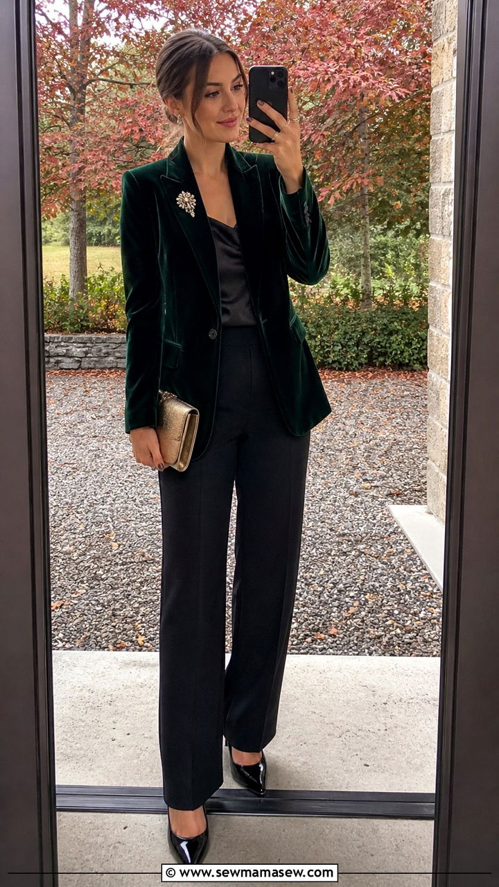 Velvet Blazer With Trousers Wedding Guest - 40 what to wear to a wedding guest