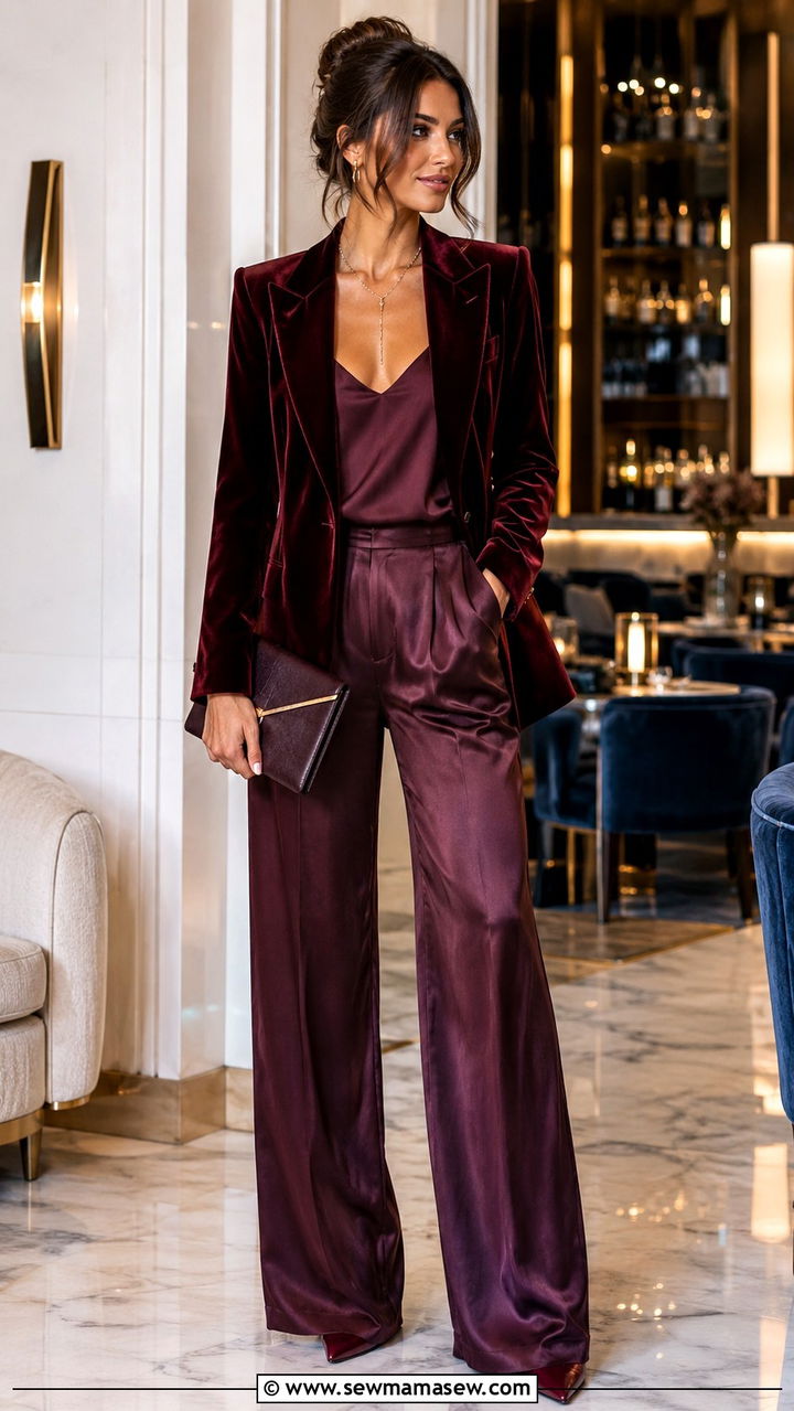 Velvet Blazer with Fluid Satin Trousers - 25 2026 fashion trends women classy