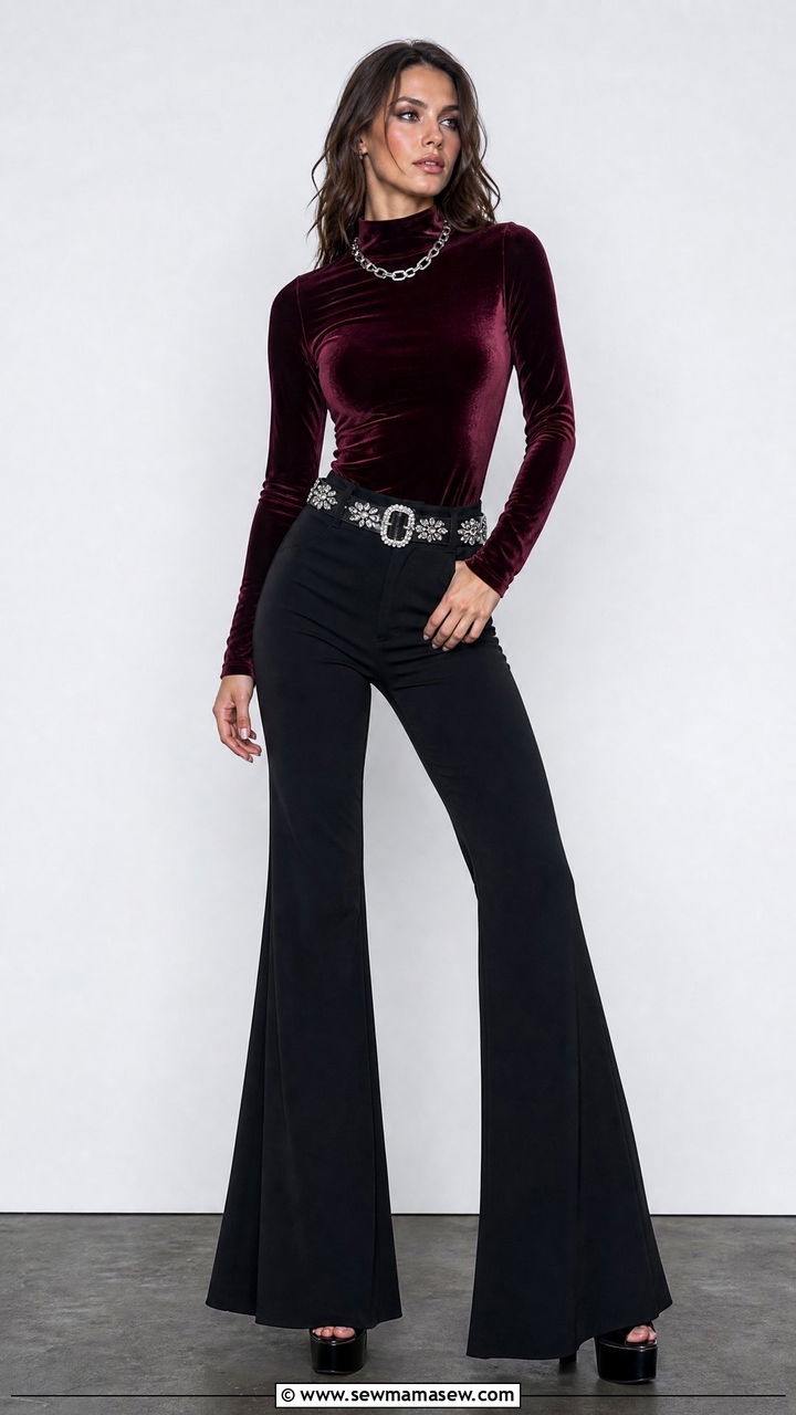 Velvet Bodysuit Flared Trousers Platform Heels - 25 Beyonce concert outfit ideas