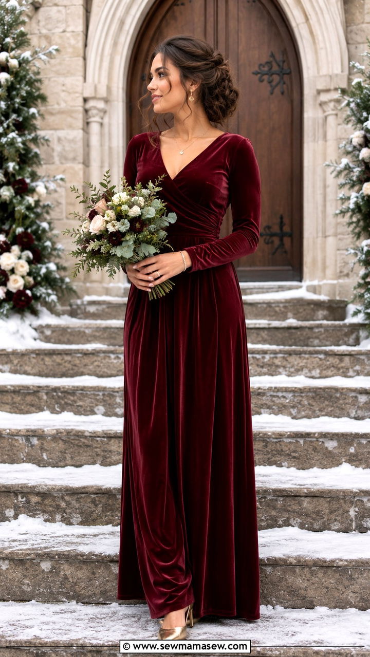 Velvet Bridesmaid Dress Long Sleeve - 25 Modest outfit ideas for bridesmaid