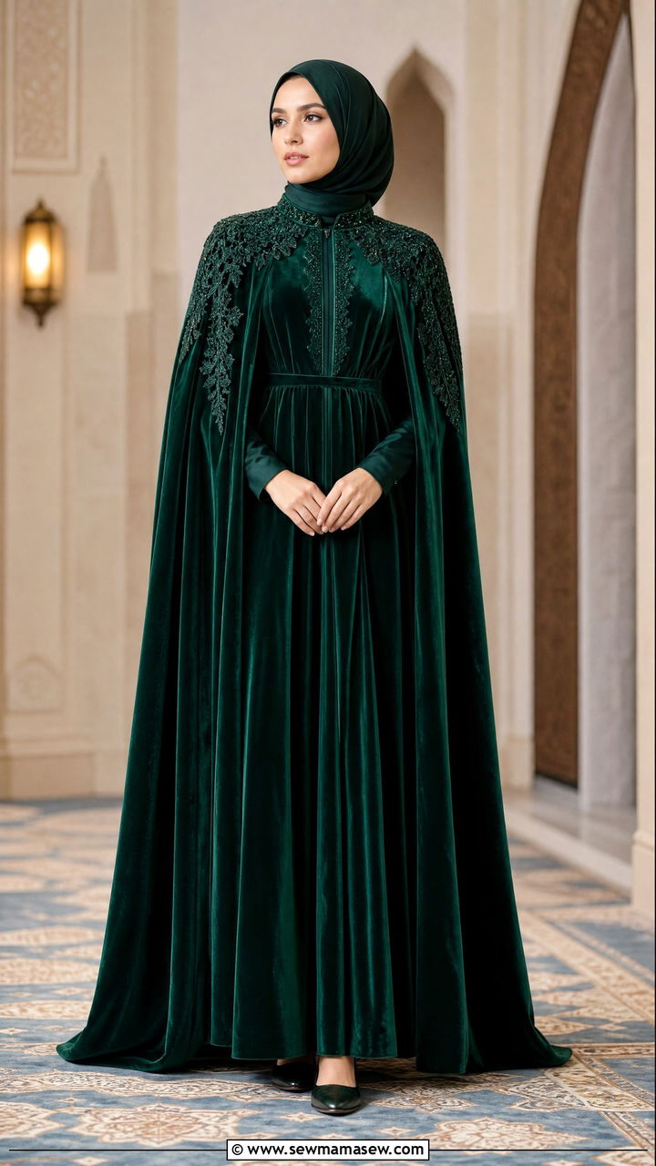 Velvet Cape Dress For Winter Mosque - 20 Modest outfit ideas for mosque