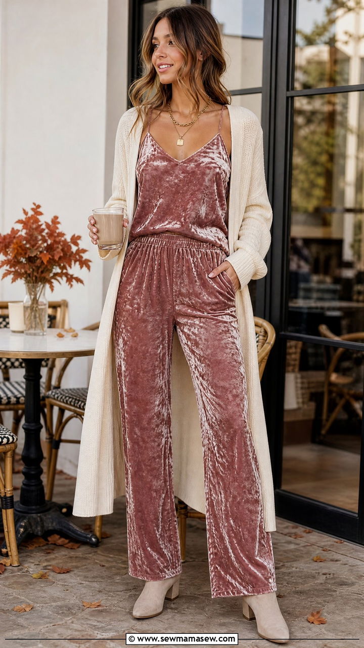 Velvet Co Ord Set Brunch Look - 30 Matching set outfit ideas for brunch