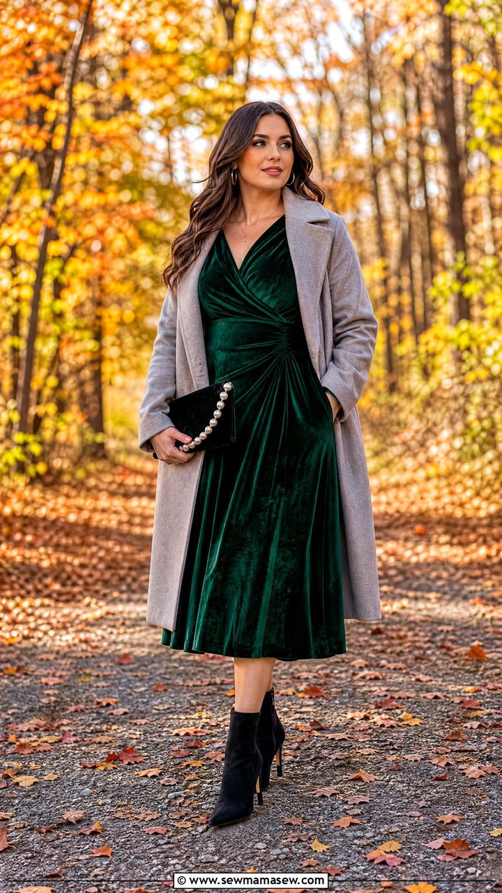 Velvet Dress Fall Anniversary Photoshoot - 20 First anniversary photo outfit ideas