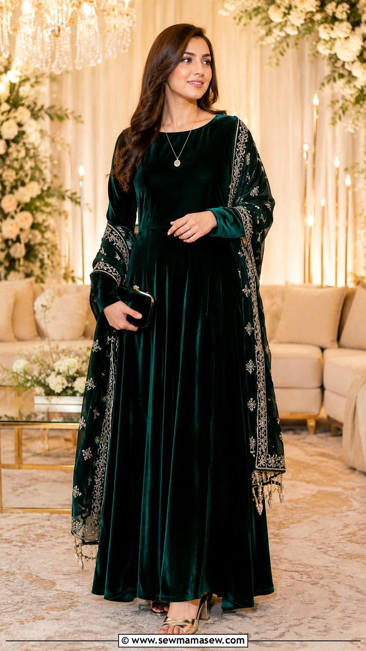 Velvet Gown for Nikkah Ceremony Guest - 25 Wedding guest outfit ideas Nikkah ceremony