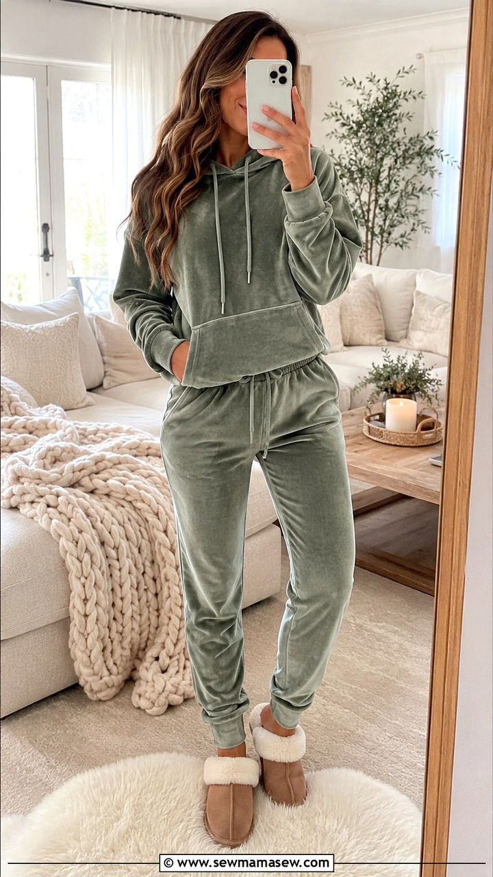 Velvet Hoodie and Jogger Lounge Set - 25 Velvet matching set outfit ideas