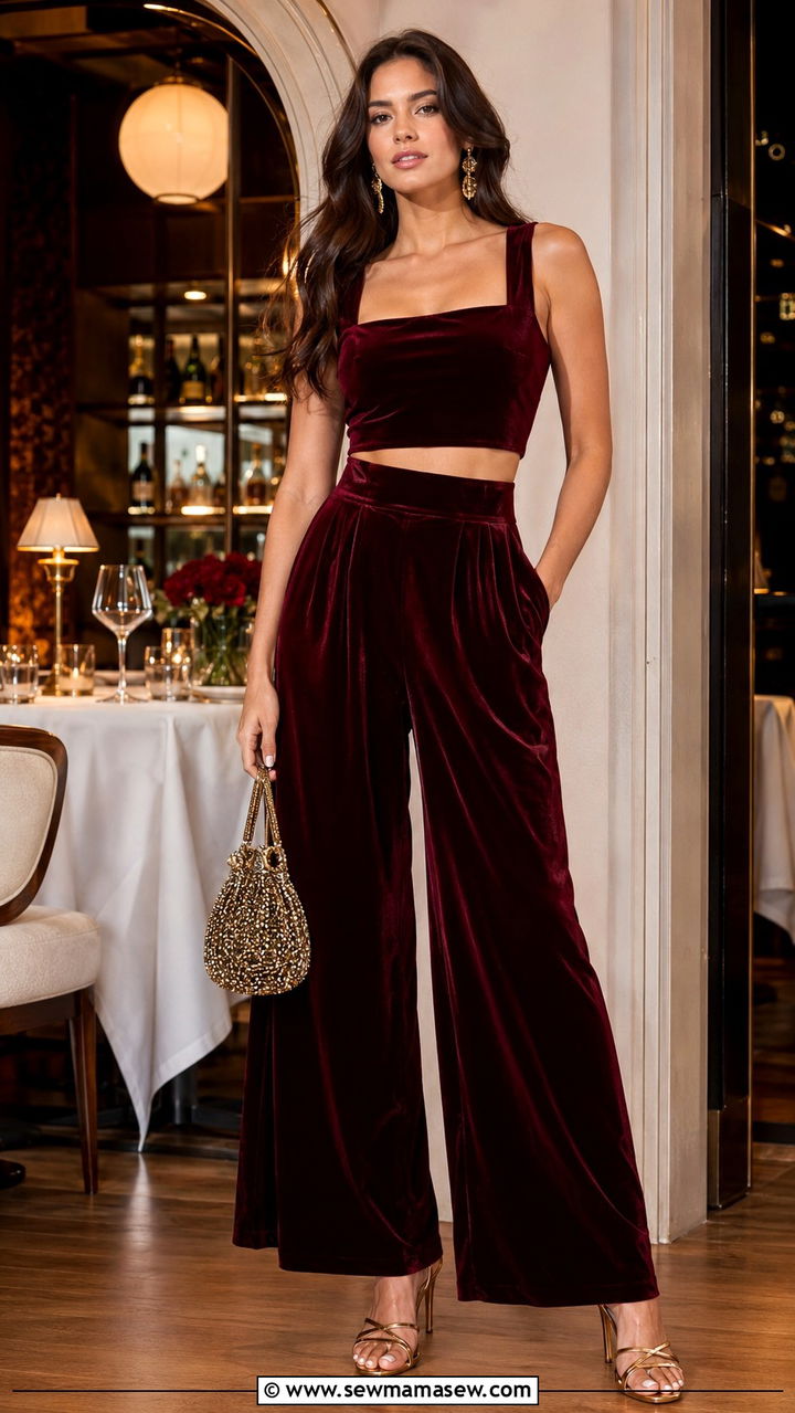 Velvet Matching Set Evening Look - 30 how to style matching set