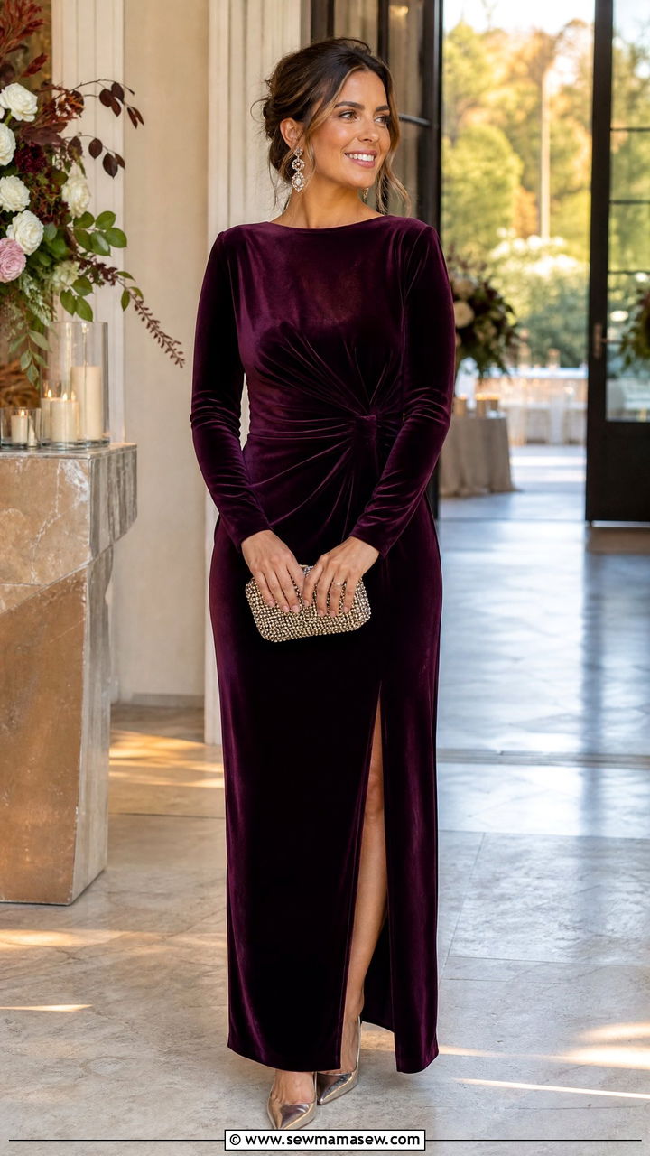 Velvet Maxi Dress Wedding Guest Outfit - 35 maxi dress outfits ideas