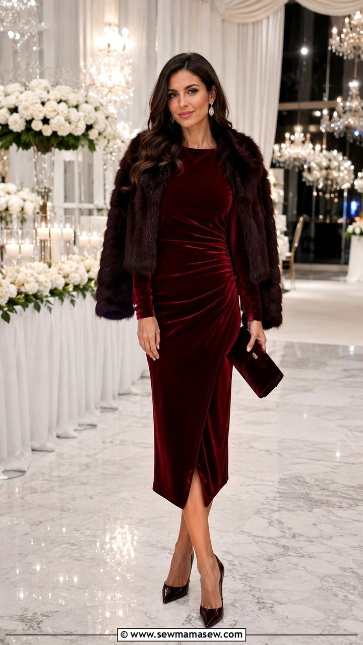 Velvet Midi Dress For Winter Wedding - 30 Midi dress for wedding guest outfit ideas