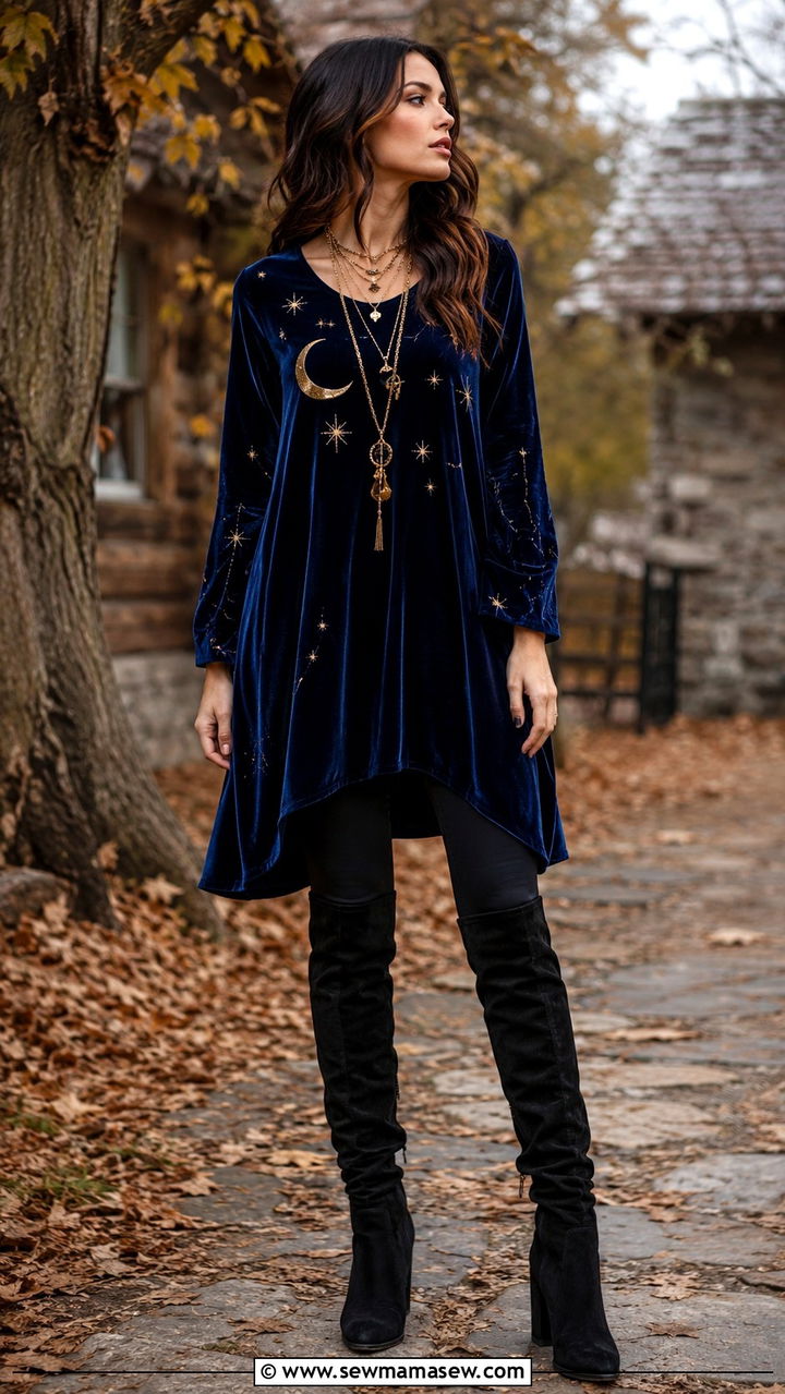 Velvet Moon Tunic and Black Leggings - 30 celestial outfits aesthetic