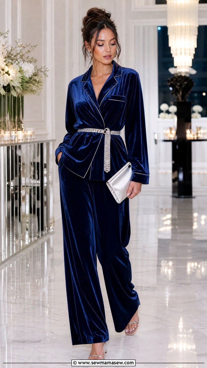 Velvet Pajama Set For Evening Party - 20 Pajama set outfit ideas 2026