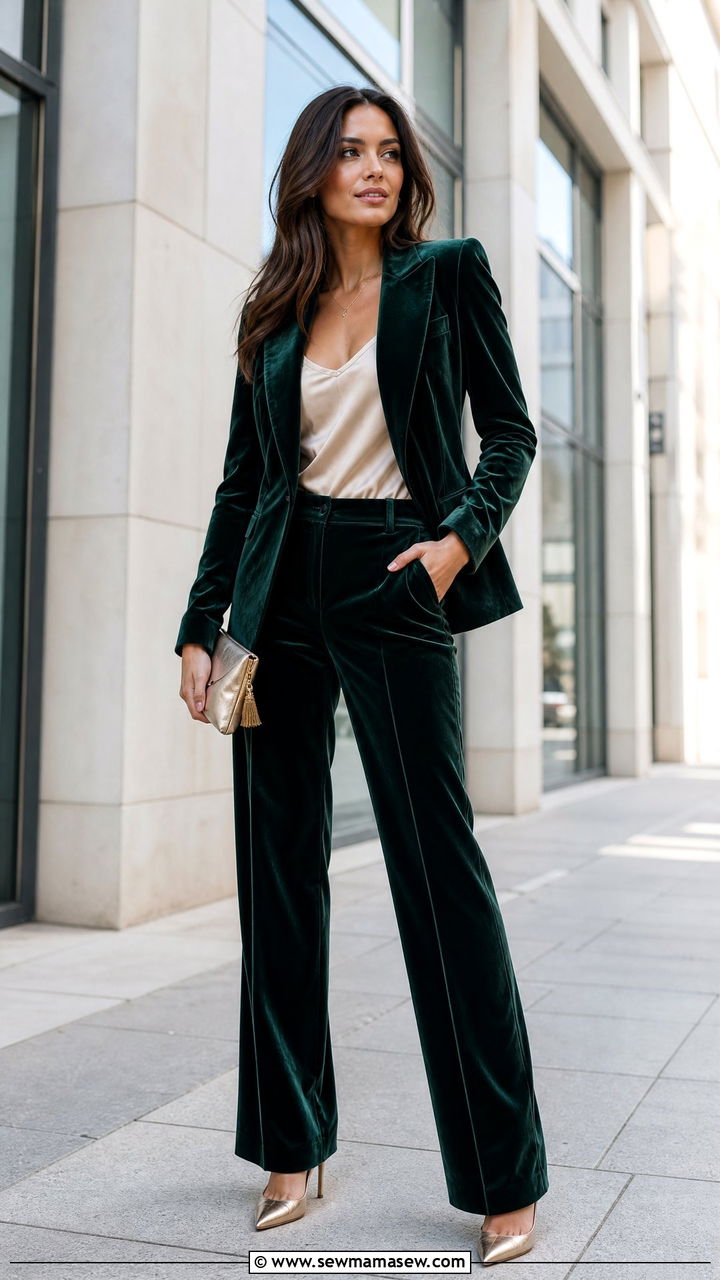 Velvet Power Suit With Camisole - 25 Launch party outfit ideas