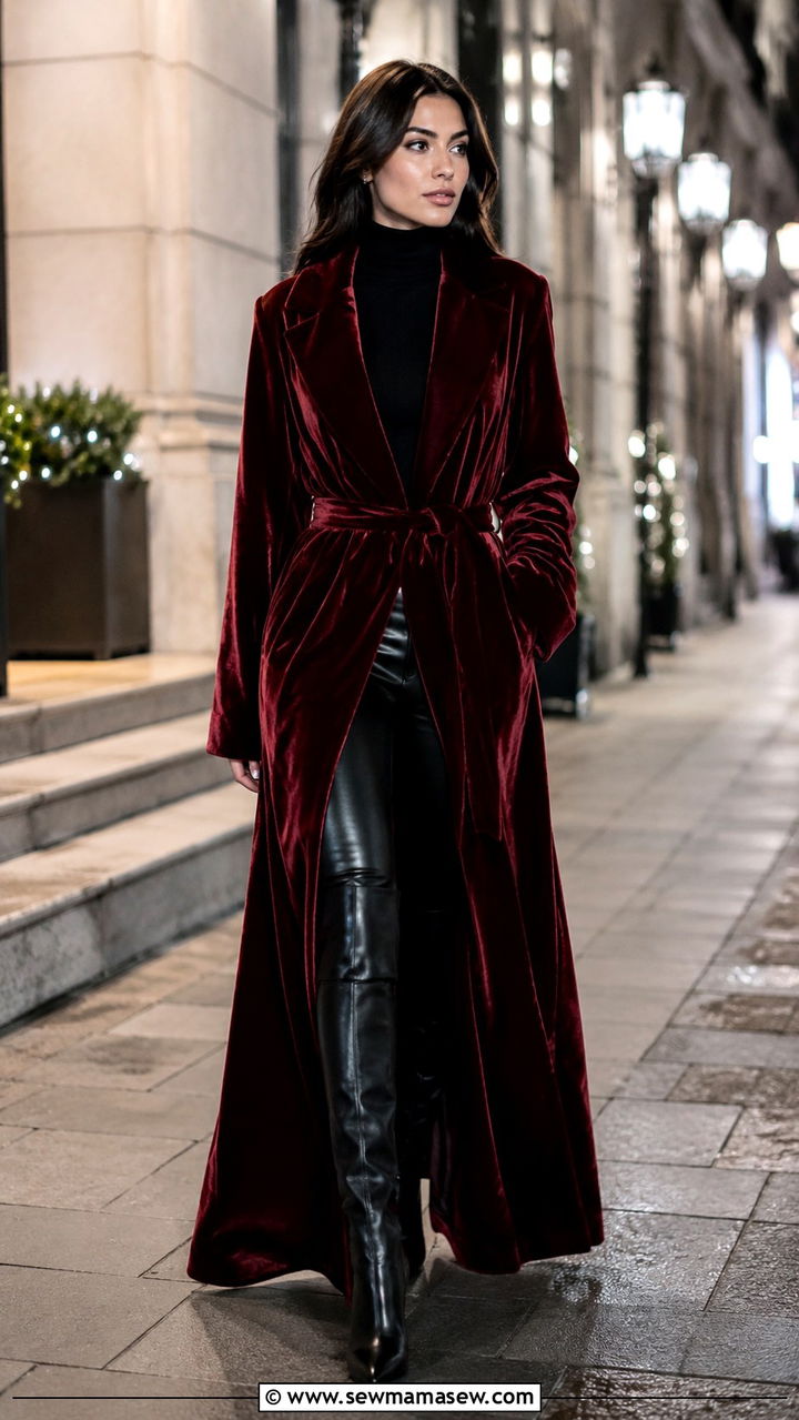 Velvet Robe Coat With Knee High Boots - 20 Robe outfit ideas 2026