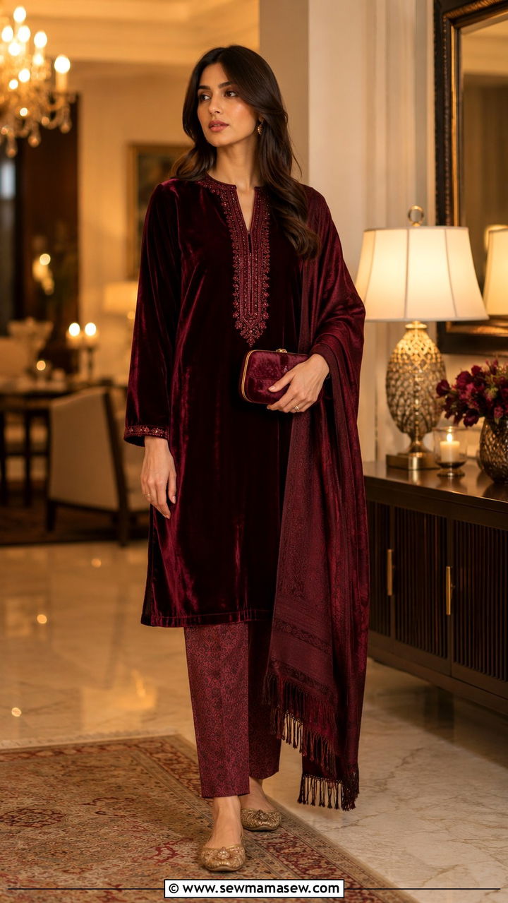 Velvet Suit For Winter - 30 Islamabad outfit ideas