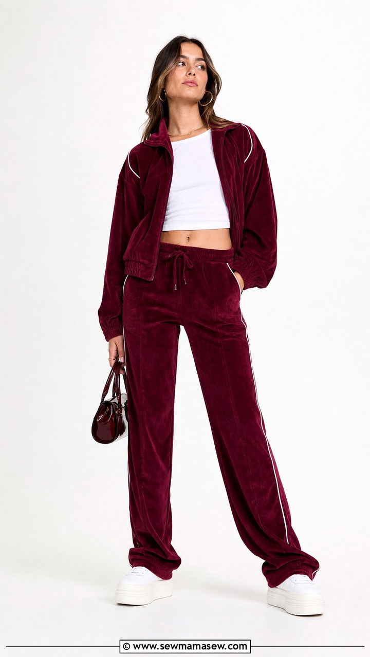 Velvet Tracksuit with Platform Sneakers - 25 spring 90s outfit ideas