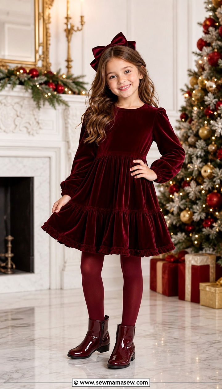 Velvet birthday dress for a winter party - 35 Birthday outfit ideas for kids