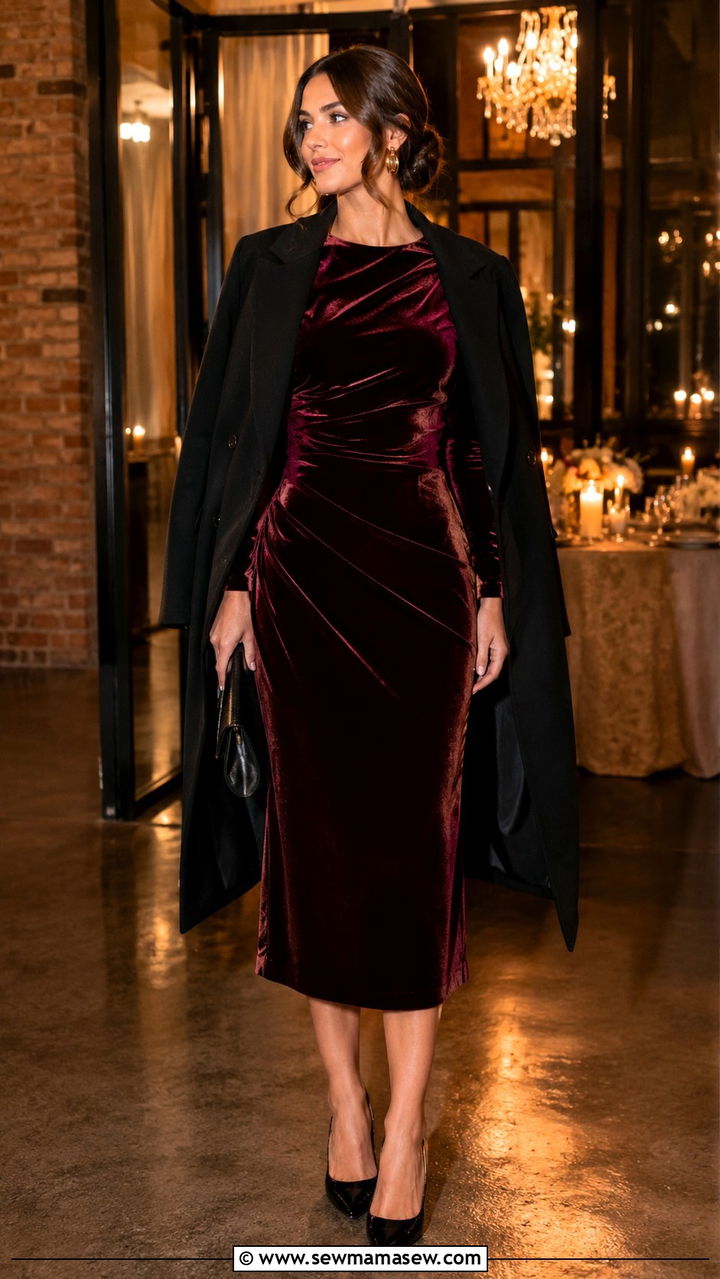 Velvet cocktail dress for fall winter wedding - 25 Wedding guest outfit ideas cocktail dress 2026