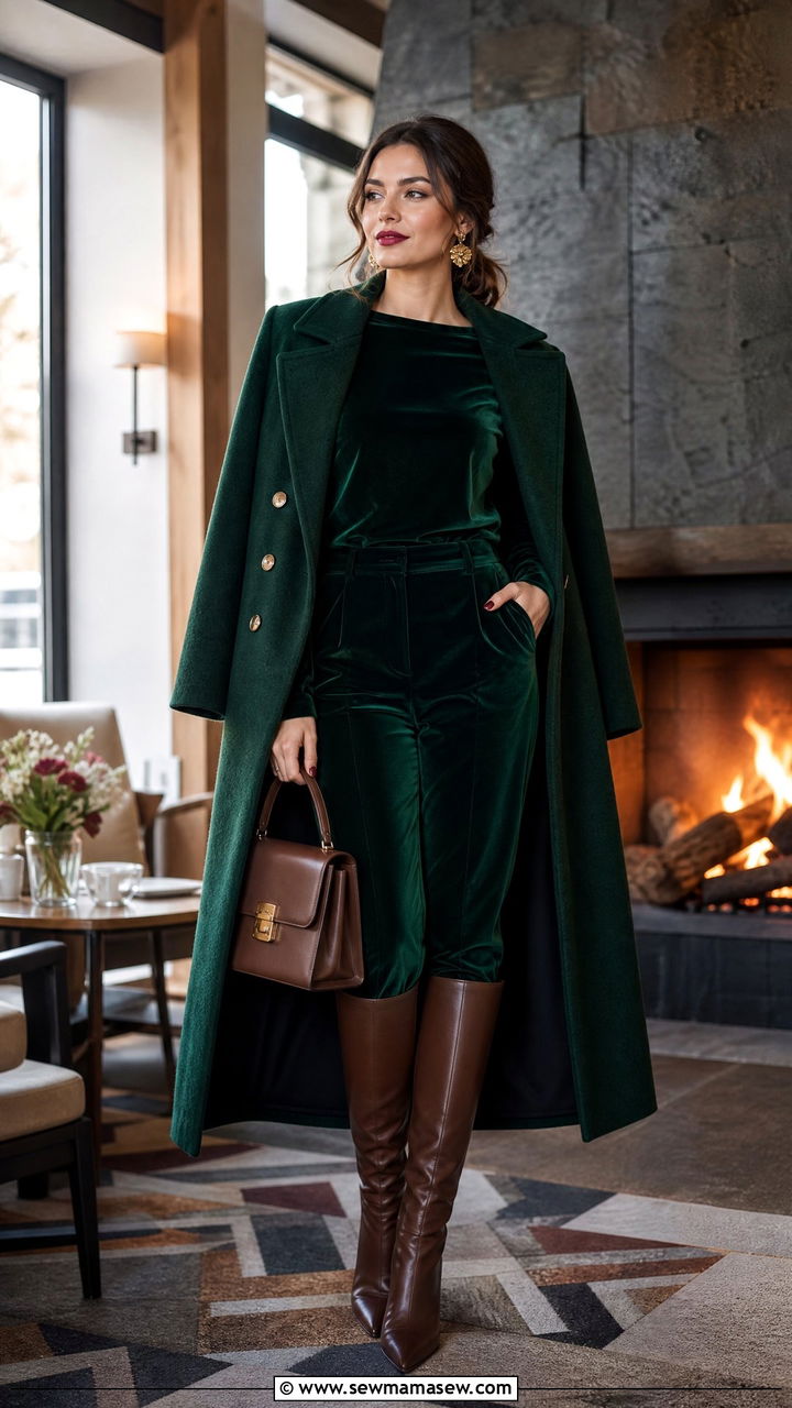 Velvet coord set for winter brunch - 30 Coord set outfit ideas for brunch