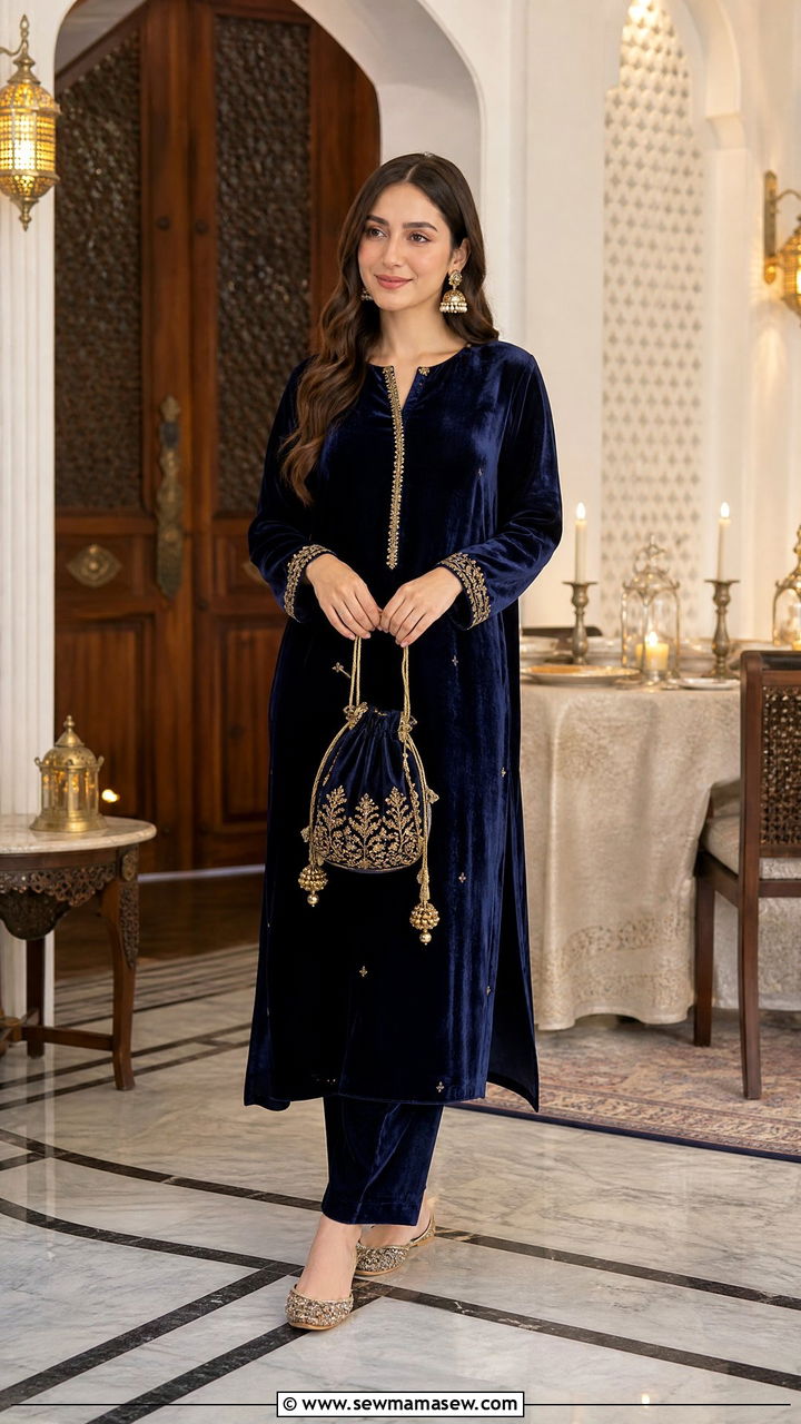 Velvet kurta set with mojari - 25 Iftar outfit ideas