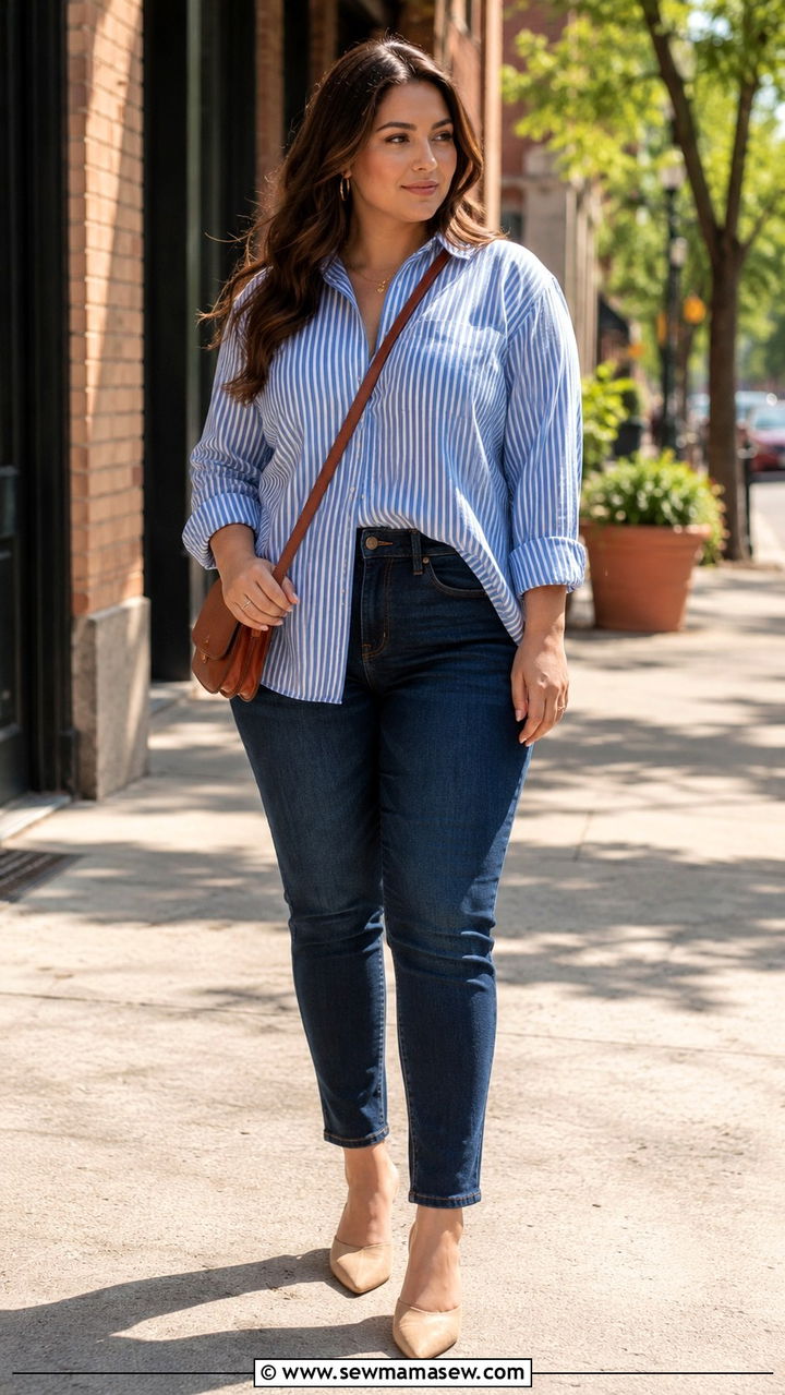 Vertical Striped Outfit For Love Handles - 20 Outfits for love handles