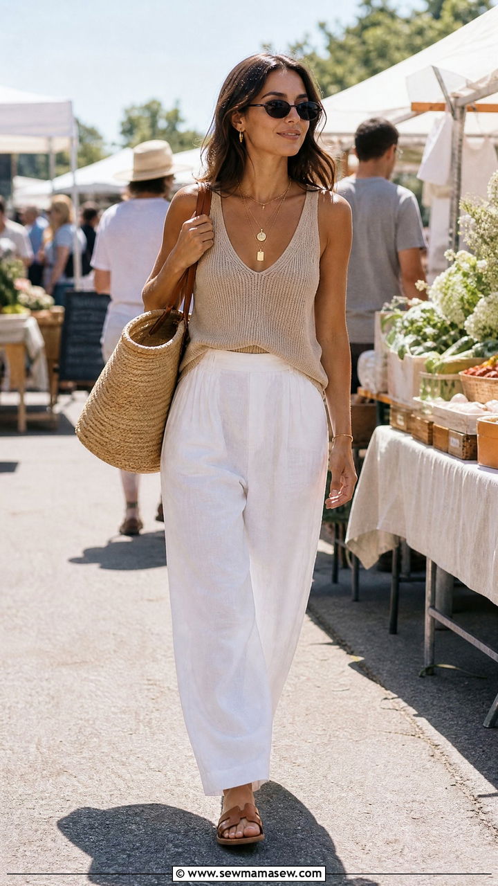 Vest Top and Linen Trousers Summer Outfit - 30 summer streetwear outfit ideas