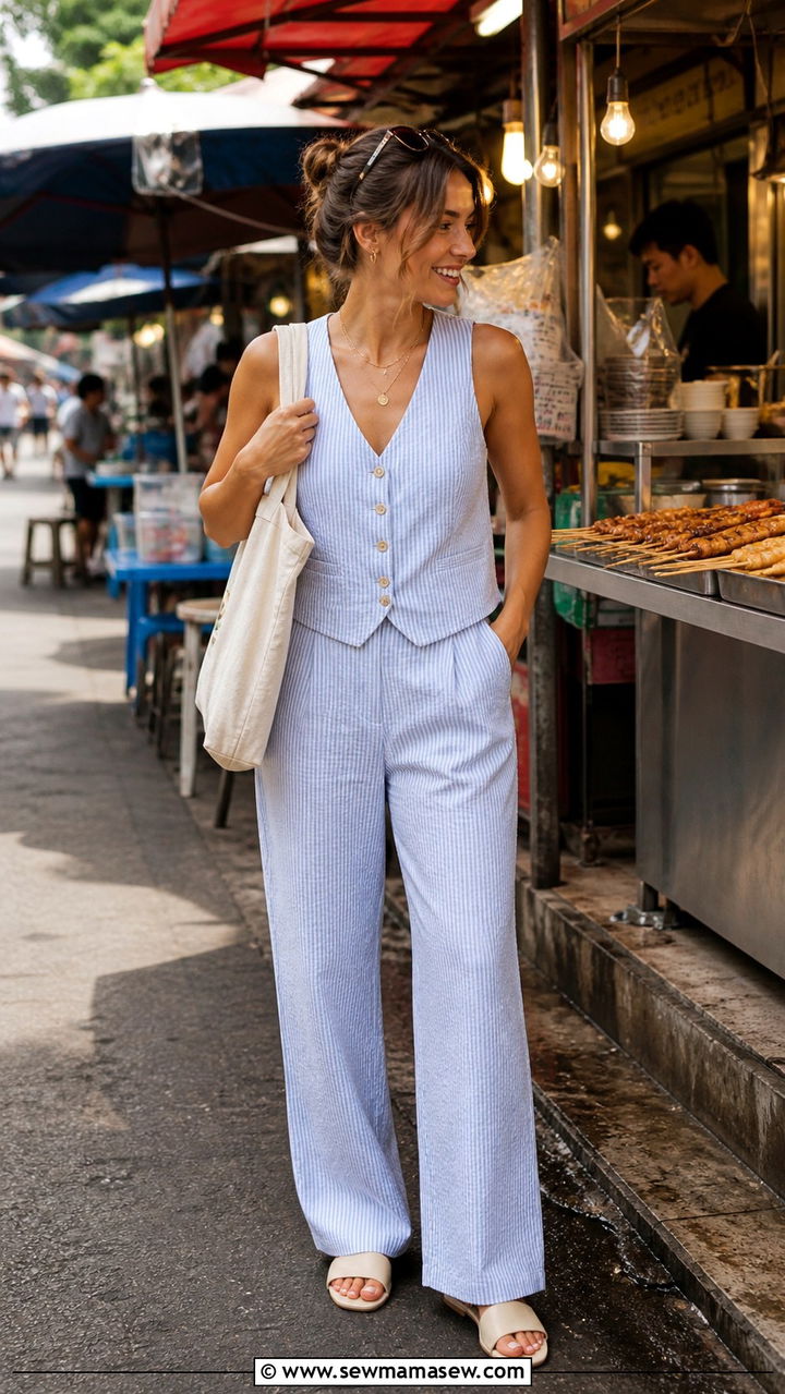 Vest and Trouser Co Ord for Michelin Starred Street Food Hunt - 40 What to wear in Bangkok