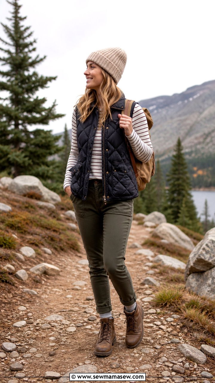 Vest and long sleeve tee backpacking outfit - 20 Backpacking outfit ideas