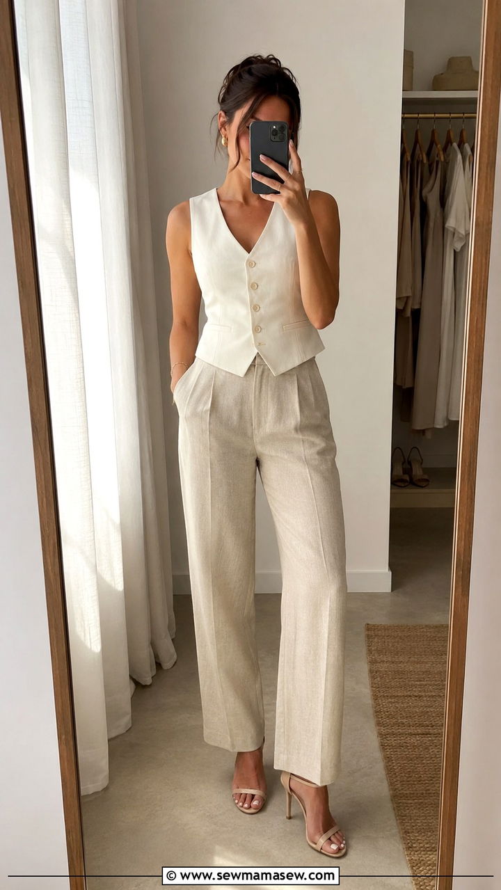 Vest top and linen pants outfit - 30 How to style linen pants