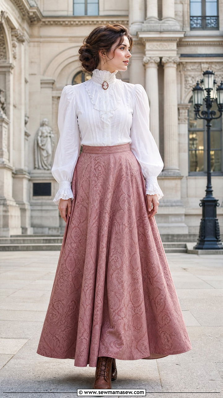 Victorian High Neck Blouse and Long Skirt - 30 fairycore outfits for women